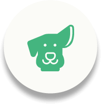 אייקון של כלב עם אוזן למעלה ירוק